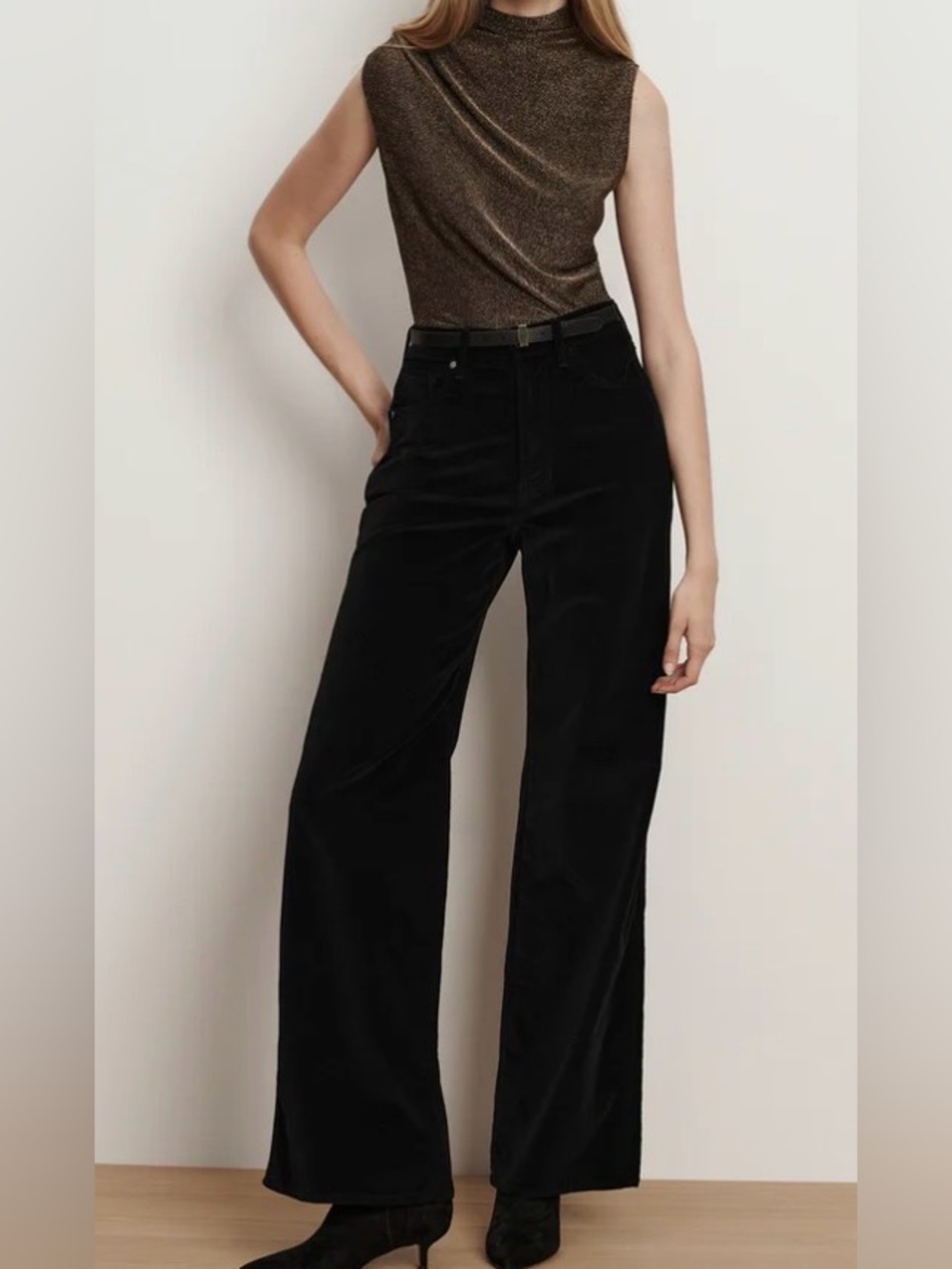 Veronica Beard Black Taylor Velvet High Waist Wide Leg pant. Brand New Size 31